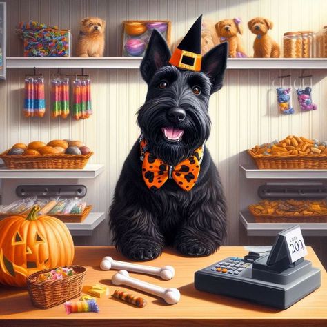 Scottie Dog Halloween, Scottish Terrier Puppy, Scottie Dog, Scottish Terrier, Dog Halloween, Cute Funny Animals, Happy Halloween, Funny Animals, Puppies