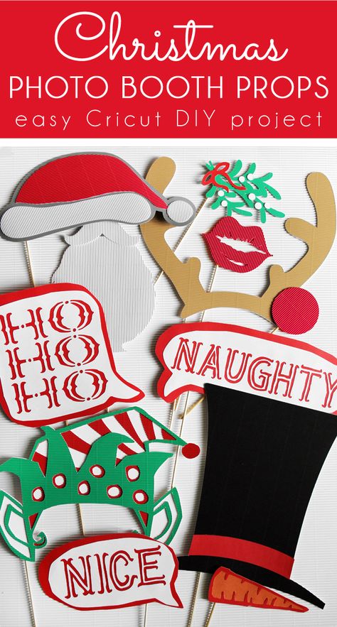 Create quick and easy Christmas photo booth props with Cricut. Make professional looking DIY photo booth props in minutes using  images from Cricut Design Space. AD Photo Booth Props Free, Holiday Photo Booth Props, Diy Christmas Photo, Christmas Photo Booth Props, Holiday Photo Booth, Diy Photo Booth Props, Photo Props Diy, Props Free, Photography Wallpapers