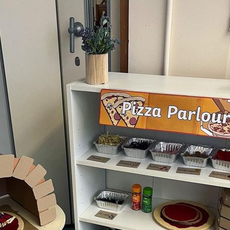 Polly on Instagram: "🍕Pizza Parlour🍕 Welcome to the pizza parlour! I had this role play set up last year and the children loved it so thought I’d bring it back this year. My class definitely prefer role playing with food etc over anything else, so they have loved this the past couple of days. . I made the pizzas and the pizza oven out of cardboard and the toppings are all made out of felt. . I have added some pizza boxes that my parents saved for me and also some menus and order forms from @ey Playing With Food, Pizza Boxes, Tomato And Cheese, Bring It Back, My Class, Play Set, Pizza Oven, Role Play, My Parents