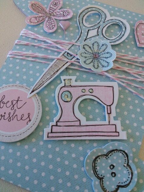 Fab Fabrics card by Tina Boyden for Craftwork Cards - close up File Decoration, File Decoration Ideas, Craftwork Cards, Sewing Cards, Fabric Cards, Hand Embroidery Patterns Flowers, Marketing Concept, Handmade Paper Crafts, College Work