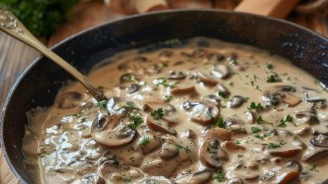 Wild Mushroom Cream Sauce Recipe Mushroom Cream Sauce, Cream Sauce Recipe, Cream Sauce Pasta, Mushroom Cream Sauces, Large Fries, Cream Sauce Recipes, Wild Mushroom, Mushroom Sauce, Gluten Free Cheese