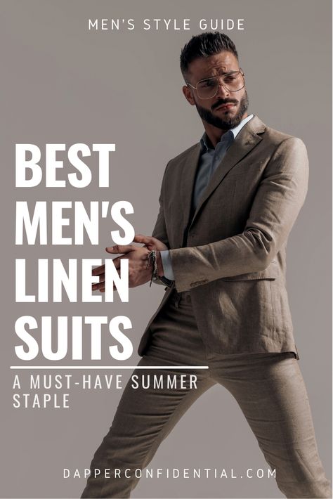 Linen suits are a classic staple of menswear. The material is light, breathable, and perfect for warmer days. Read the article to learn more about the best linen suits for men. Men Linen Suit Summer, Day Suits For Men, Men’s Linen Suits, Black Linen Suits For Men, Men’s Summer Linen Suit, Linen Suit For Men, Men Linen Suit, Mens Office Fashion, Linen Menswear