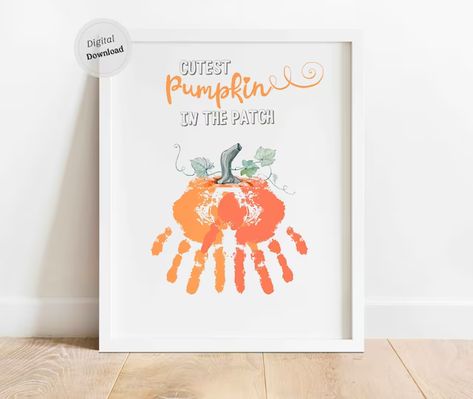 Pumpkin Handprint, Ladybug Room, Fall Handprint Crafts, Infant Daycare, Footprint Craft, Preschool Gifts, Daycare Activities, Handprint Craft, Footprint Art