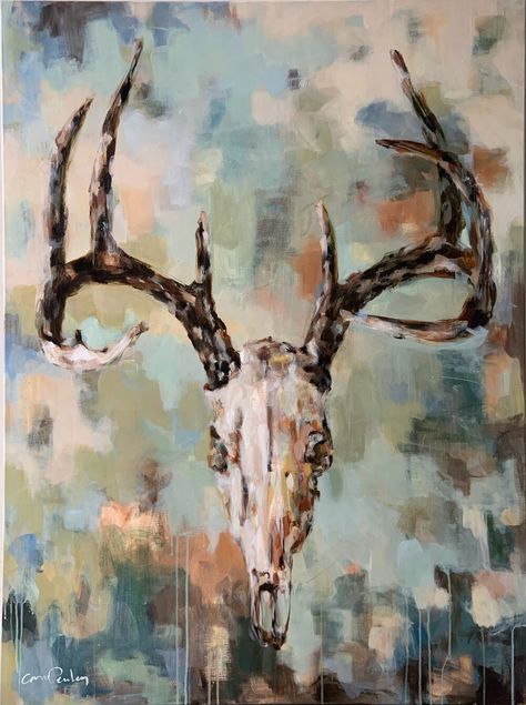 Deer Antler Painting, Animal Skull Painting Ideas, Animal Skull Painting, Deer Art Painting, Deer Skull Painting, Skull Art Animal, Antler Painting, Deer Canvas Painting, Animal Skull Art