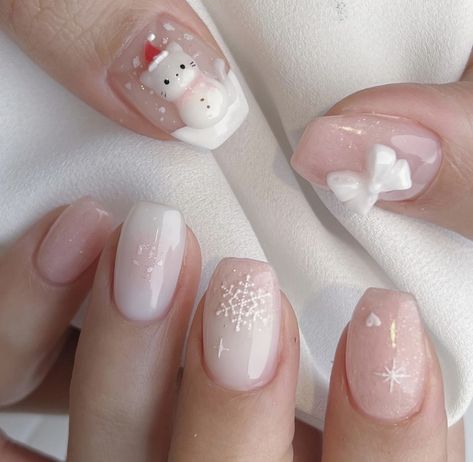 Painted Acrylic Nails, Korea Nail, Almond Nails Designs, Pretty Gel Nails, Trendy Nail Design, Xmas Nails, Christmas Nail Designs, Holiday Nails, Trendy Nails