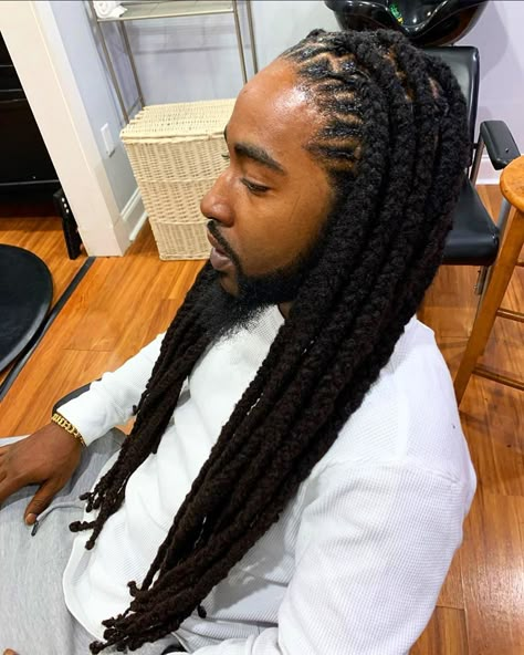 Repost via Stylist/Salon: @iam_the_loc_doctor . . . . #menlocstyles #locstylesformen #loctician #dreadtwister #dreadmaintenance… Braided Loc Styles, Loc Styles Men, Wick Locs, Black Mens Hairstyles, Wedding Loc Styles, Locked Diary, Loc Hairstyles For Men, Men Dreads, Men Dread Styles