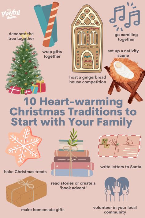 10 Heartwarming Christmas Traditions To Start With Your Family - This Playful Home Holiday Traditions To Start With Baby, Family Christmas Traditions To Start, Simple Christmas Traditions, Christmas Traditions To Start With Baby, Christmas Family Tradition Ideas, Family Traditions Ideas, Toddler Christmas Traditions, Kids Christmas Traditions, December Traditions