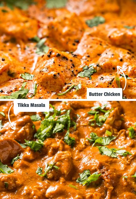 Although they look similar and have some similar flavours, there are a few things that make Butter Chicken and Tikka Masala individual curries. Let's find out! Butter Masala Chicken, Chicken Butter Masala, Butter Curry, Butter Masala Recipe, Butter Masala, Make Butter, Chicken Masala, Indian Bread, Chicken Tikka Masala