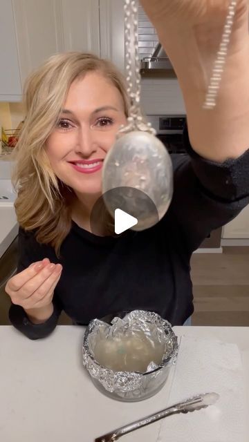 Jennifer Valentyne on Instagram: "Easy cleaning HACK!  Do you have silver jewelry that needs to be cleaned?Let me know if you try it. #hack #silver #jewelry #tryit" Jewelry Cleaning Diy, Cleaning Sterling Silver Remove Tarnish, How To Clean Sterling Silver Jewelry Diy, How To Clean Sterling Silver Jewelry, How To Clean Jewelry At Home, How To Clean Silver Jewelry, Cleaning Jewelry At Home, Things To Make With Old Jewelry, Jewelry Organization Diy