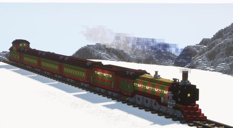 Minecraft Sleigh, Minecraft Medieval Train Station, Minecraft Steam Train, Minecraft Train Tracks, Minecraft Railroad, Minecraft Railway Ideas, Minecraft Train Station, Minecraft Train, Minecraft Building Blueprints