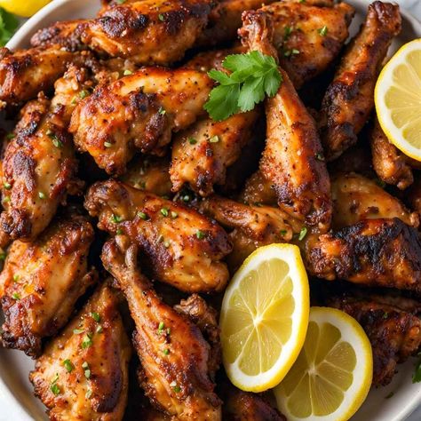 Dinner - Honey Lemon Pepper Wings, Pepper Chicken Wings, Week Meals, Lemon Pepper Chicken Wings, Lemon Pepper Wings, Pepper Seasoning, Crispy Wings, Savory Dinner, Lemon Pepper Seasoning