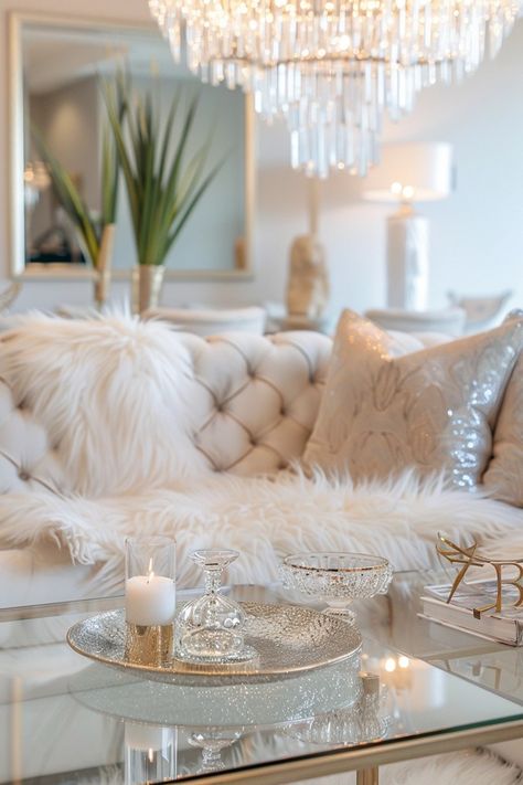 Glam Home Decor: Sparkling Crystal Pieces Old Hollywood Glamour Living Room, Diamond Home Decor, Vintage Glam Interior Design, Christmas Glam Decor, Contemporary Glam Interior Design, Glam Rustic Living Room, Old Hollywood Apartment, Bedroom Inspirations Classy, Bohemian Glam Living Room