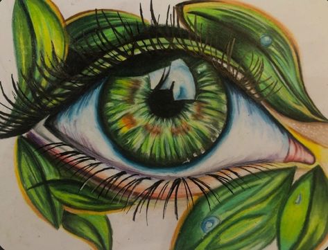 Green Eye Drawing, Imaginative Composition, Eye Studies, Green Objects, Cool Eye Drawings, Traditional Tattoo Flowers, Eyes Artwork, Canvas Art Projects, Girl Drawing Sketches