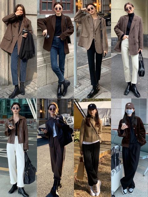 Style Trousers Casual, Korean Work Clothes, Korean Casual Outfits Fall, Korean Chic Style, Winter Korean Fits, Korean Ootd Winter, Korean Girl Office Outfit, Korean Fall Outfits Street Style, Autumn Ootd Korean