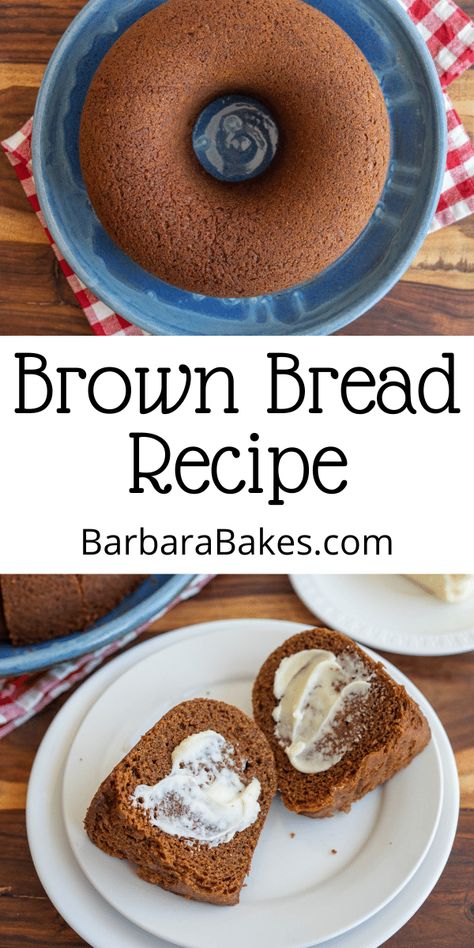 Boston Brown Bread is a dense, slightly sweet New England specialty known for its unique steamed preparation and hearty flavor. via @barbarabakes Boston Brown Bread Recipe, Boston Brown Bread, England Recipes, Brown Bread Recipe, Gluten Free Sandwich Bread, How To Store Bread, Bread Starter, Homemade Dinner Rolls, Brown Bread