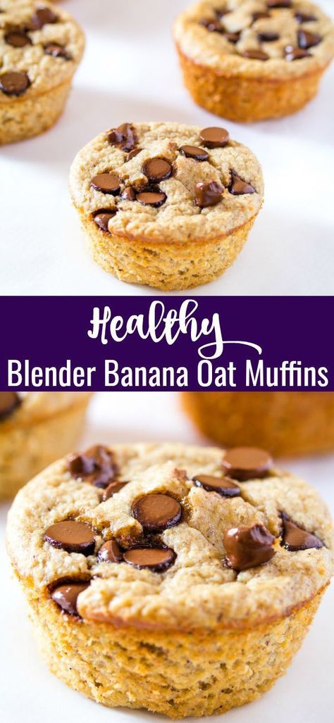 Healthy Blender Banana Oatmeal Muffins are a great healthy option for snacks or school lunches. #muffins #muffinrecipes #oats #oatmeal #bananamuffins #blender Healthy Banana Oat Muffins, Banana Oat Muffins Healthy, Blender Recipe, Blender Muffins, Banana Oatmeal Muffins, Banana Oat Muffins, Healthy Breakfast Muffins, Banana Oat, Healthy Muffin Recipes