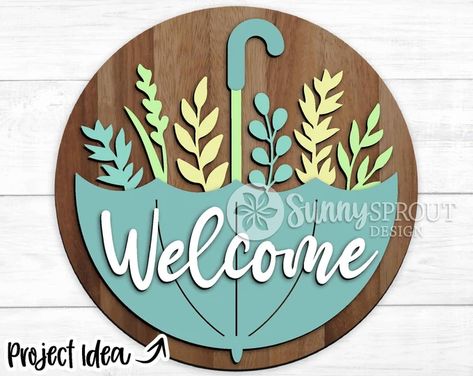 Upside Down Umbrella, Laser Products, Easter Porch, Sell Embroidery, Glowforge Projects, Door Hanger Svg, Maker Ideas, Vinyl Stencil, Round Door Hanger