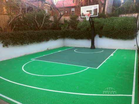 Immerse yourself in a court that looks like it was made to be there 🔥 Our beautiful green courts in tiles or synthetic grass can compliment any garden for an unreal basketball experience. #sportscourtsydney #homecourtadvantage #makememories Basketball Courts, Sport Court, Tennis Court, Basketball Court, Basketball, Green