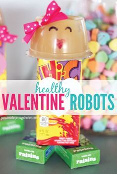 Valentine Snack, Valentines Robots, Kindergarten Party, Passionate Penny Pincher, Fun Valentines Day Ideas, Valentines Snacks, Healthy Valentines, Printable Valentines Day Cards, Penny Pincher