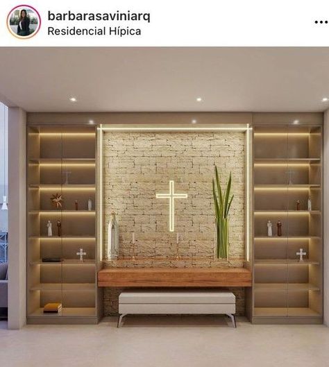 Alcove Seating, Catholic Wall Decor, Buddha Wall Decor, Home Altar Catholic, Altar Design, Mandir Design, Best Modern House Design, Living Room Corner, Home Altar