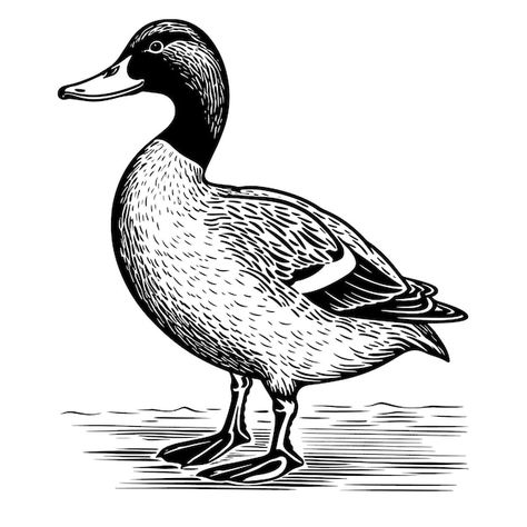 Mallard Duck Illustration, Mallard Illustration, Pyrography Animals, Duck Illustration Design, Mallard Duck Drawing, Mallard Duck Tattoo, Duck Draw, Duck Vector, Goose Illustration