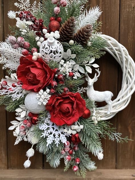 Bathroom Design Farmhouse, Boho Bathroom Design, Vintage Bedroom Design, Crocheted Gnomes, Bedroom Design Boho, Christmas Deer Decorations, Crafts Simple, Christmas Wreath Craft, Winter Wreath Diy