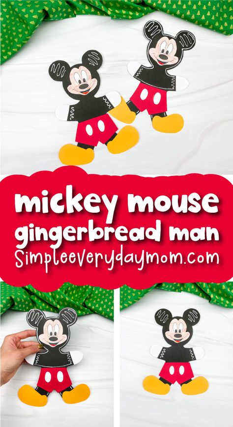 Disguise A Gingerbread Man, Mickey Mouse Preschool, Mickey Mouse Gingerbread, Disney Diy Christmas Ornaments, Gingerbread Man Craft, Christmas Projects For Kids, Kindergarten Christmas Crafts, Gingerbread Man Crafts, Mickey Mouse Crafts