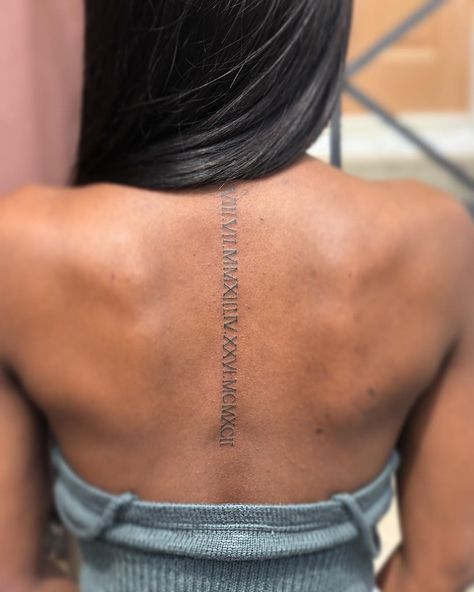 25+ Roman numeral tattoo ideas that will inspire you to get inked. Arm Roman Numeral Tattoo, Roman Numeral Tattoo Placement, Numeral Tattoo Ideas, Roman Numeral Tattoo Ideas, Tattoos For Friends, Simple Finger Tattoo, Birthdate Tattoo, Back Tattoo Women Spine, Matching Bff Tattoos