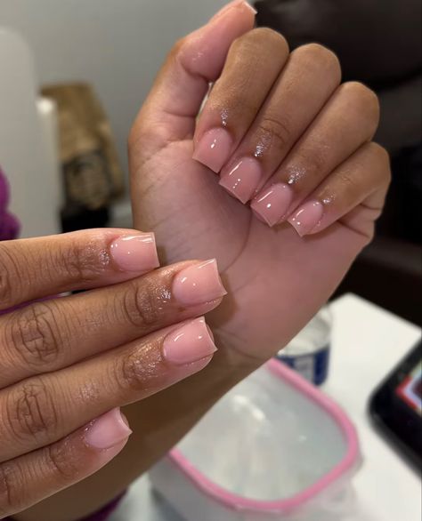 Short Square Natural Nail Ideas, Cute Natural Acrylic Nails, Natural Color Acrylic Nails Short, Birthday Nails And Toes Set, Nude Overlay Nails, Nude Pink Short Nails, Plain Short Nails, Short Natural Acrylic Nails, Nude Color Nails