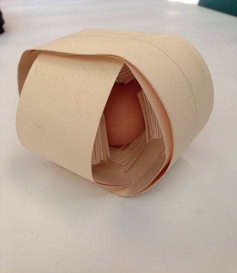 Tafe design project - egg drop.  The inner bands holding the egg, with paper "springs" for cushioning. Egg Drop Test Project, Egg Drop Project Ideas, Design Ideas For Project, Egg Drop Challenge, Egg Drop Project, Egg Experiment, Diy Toys Car, Egg Experiments, Egg Boxes