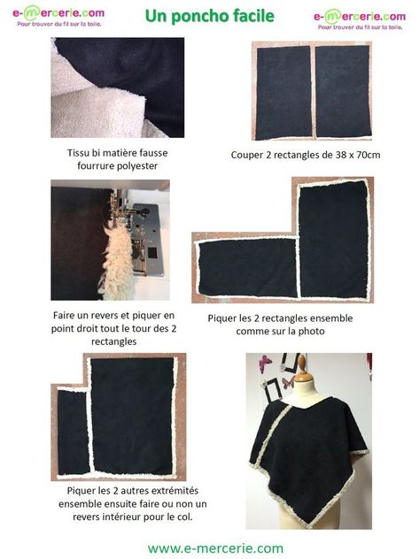 Tuto poncho ⋆ Les Tutos Couture de Viny - Blog de Couture et DIY Ponchos Diy, How To Make A Poncho, Poncho Pattern Sewing, Crochet Capelet, Diy Tops, Poncho Shawl, Poncho Pattern, Creation Couture, Couture Sewing