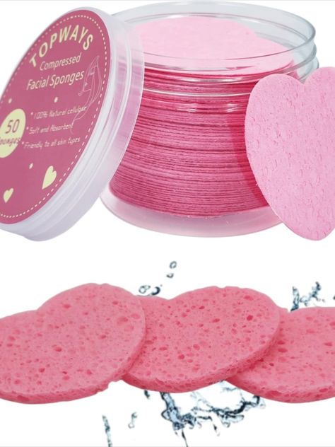 Clean Makeup Sponge, Heart Facial Sponges, Makeup Sponges Types, Makeup Puff Sponge, College Must Haves, Pink Makeup Sponge, Face Sponge, Daily Face Wash, Wash Face