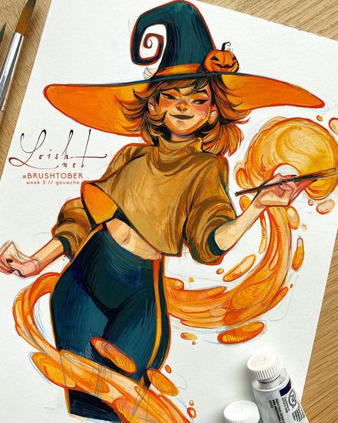 Arte Sketchbook, Dessin Adorable, Sketchbook Inspiration, A Witch, Cool Art Drawings, Gouache Painting, A Drawing, Cartoon Art Styles, Art Sketchbook