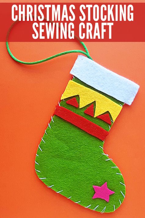 Christmas stocking sewing craft for school age kids #christmascraftsforkids #christmascraftsdecorations Kids Stocking Craft, Christmas Stocking Crafts For Kids, Craft For School Age, Creative Pathways, Christmas Stocking Craft, Christmas Kids Crafts, Craft For School, Christmas Stocking Sewing, Stocking Craft