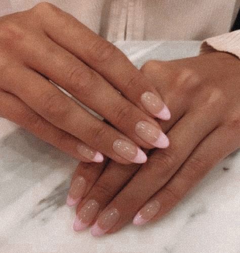 Pale Pink Nails French Tips, Light Pink Almond French Tip Nails, Light Pink French Tip Nails Acrylic Almond, Pale Pink Tip Nails, Blush Pink Nails French Tip, Light Pink French Tip Acrylic Nails, Light Pink Almond French Tips, Pale Pink French Tips, Light Pink Tips Nails