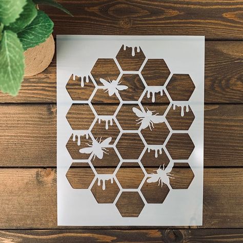 Honey Bee Stencil, Honeycomb Stencil, Bee Stencil, Stencils For Wood Signs, Honey Bee Decor, Flower Stencil, Custom Stencils, Stencil Patterns, Bee Crafts