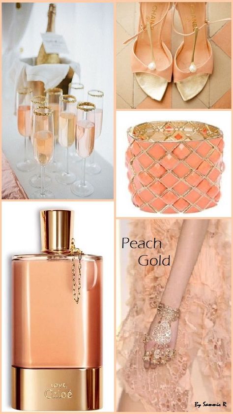 Peach And Gold Color Palette, Champagne Palette, Peach Cottage, Patchwork Decor, Peach Fashion, Peach And Gold, Color Boards, Peach Colour, Gold Color Palettes