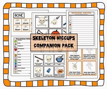 Skeleton Hiccups, Sequencing Cards, Story Retell, Book Companion, Halloween This Year, Pocket Chart, Hiccup, Comprehension Questions, Graphic Organizers