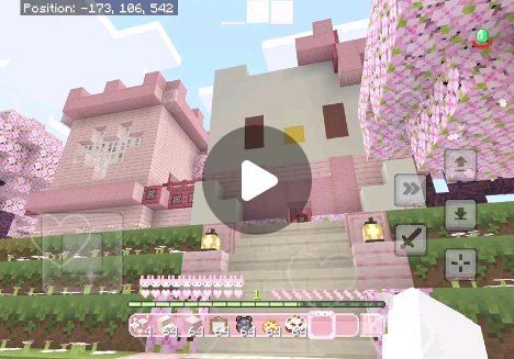 Hello Kitty Minecraft House Tutorial, Kawaii World Minecraft, Hello Kitty Minecraft House, Sanrio Minecraft, Hello Kitty Minecraft, Hello Kitty Land, Minecraft House Tutorial, Kitty House, House Tutorial