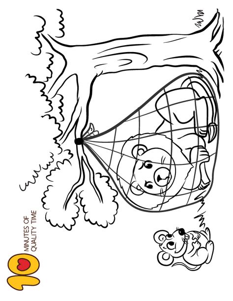 The Lion and the Mouse Coloring Page The Lion And The Mouse, Monkey Coloring Pages, Octopus Coloring Page, Mouse Sketch, Lion And The Mouse, Lion Sketch, Sequencing Pictures, Kindergarten Songs, Bee Coloring Pages