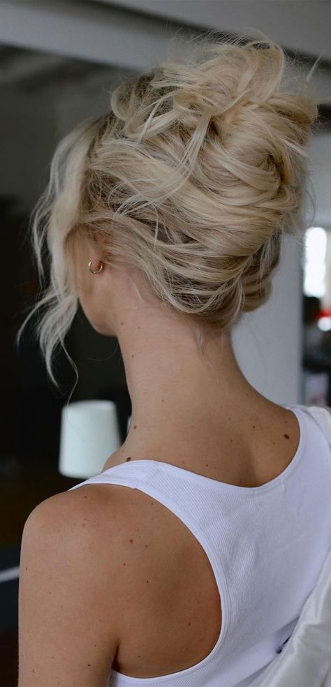 Long Blonde Hair Updo Wedding, Relaxed Up Do Wedding, Natural Curly French Twist, Bridesmaid Twisted Updo, Lose Wedding Updo, French Twist Prom Hair, Messy French Bun, Bridal Ponytail Medium Hair, Prom Messy Updo