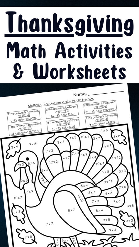 Make math review fun with these Thanksgiving-themed math practice and color by number worksheets! This no prep Thanksgiving math activities for 3rd grade printable resource includes 25 pages. These are the perfect addition to your fall lesson plans for November.

You can use these as independent practice after teaching/reviewing a skill, complete a few each week during the Thanksgiving season, and/or put them out for early finishers! Thanksgiving Lessons For First Grade, Thanksgiving Worksheets 4th Grade, Thanksgiving Activities For 3rd Grade, Thanksgiving Activities 2nd Grade, Thanksgiving Homeschool Activities, 2nd Grade Thanksgiving Activities, Math Thanksgiving Activities, Thanksgiving Math Worksheets Free, Math Activities For 3rd Grade