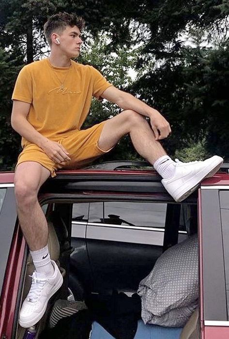 Airforce 1 Outfit Men Shorts, Air Force 1 White Outfit, White Crew Socks Outfit, Shorts And Long Socks Outfit Men, White Nike Socks Outfit, Men’s Converse Outfit Shorts, Men In Socks Only, Men’s Sweat Shorts Outfits, Nike Socks Outfit