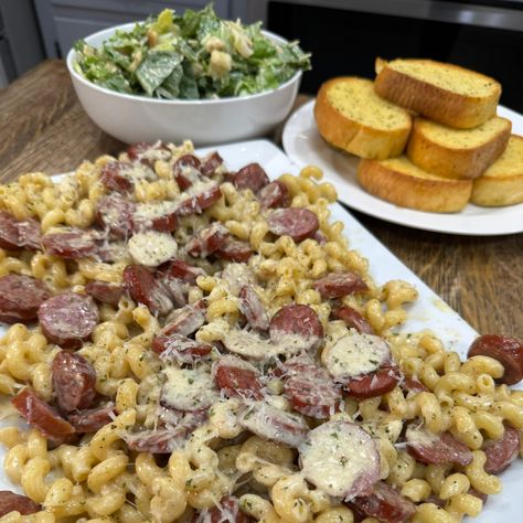 Smoked Sausage Alfredo Pasta - Cooking in the Midwest Midwest Meal Ideas, Kielbasa Alfredo Pasta, Luke Brown Cooking In The Midwest, Smoked Sausage Alfredo Pasta, Smoked Sausage Alfredo, Midwest Recipes, Cooking In The Midwest, Sausage Alfredo Pasta, Kielbasa Pasta