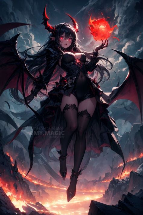 By credit Amy.Magic Succbuss Art Anime, Demon Anime Girlies, Devil Anime Female, Female Demon Anime, Sucubus Art Anime, Anime Demon Female, Anime Demon Woman, Demon Girl Art, Devil Anime