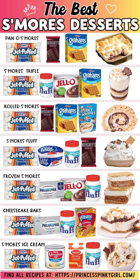 Ice Cream Ideas Desserts, Best Smores Recipe, Desserts To Make And Sell, Deserts To Make Easy, Easy Baking Ideas For Kids, Smores Recipes Ideas, S’mores Dessert, Easy Desserts Summer, Things To Make With Marshmallows