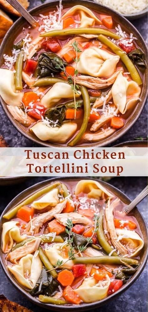 Tuscan Chicken Tortellini Soup, Tuscan Chicken Tortellini, Soup Tortellini, Chicken Tortellini Soup, Chicken Tortellini, Best Soup Recipes, Tuscan Chicken, Tortellini Soup, Healthy Meals To Cook