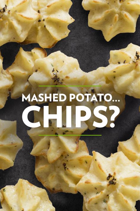 Yes, yes you can make chips out of mashed potatoes. Crispy, creamy potato chips. Mashed potato chips, that is. This fun take on mashed potatoes is perfect for the whole family. Crispy on the outside and soft and creamy on the inside, mashed potatoes just might become your favorite finger food. Potato Chip Mashed Potatoes, Mashed Potato Chips, Recipes For Clean Eating, Potatoes Crispy, Clean Eating Vegetarian Recipes, Clean Eating Vegetarian, Mashed Potato Recipes, Vegetarian Recipe, Creamy Potato