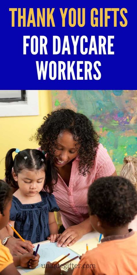 Thank you Gift Ideas for Daycare Workers | Ways to Thank a Daycare Teacher | Daycare Gifts | Preschool Teacher Gifts | Childcare Worker Day #daycare #thankyougift #childcareworkers Daycare Gifts Goodbye, Daycare Provider Gifts, Daycare Gifts, Preschool Rooms, Preschool Teacher Gifts, Daycare Providers, Superhero Gifts, Workers Day, Stocking Stuffer Ideas