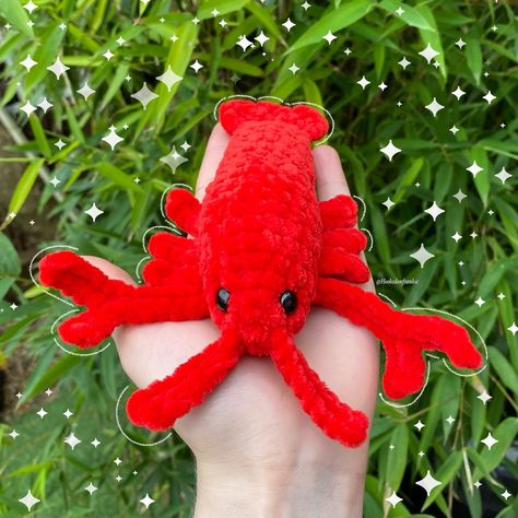 [Available] I love making these sweet little lobsters they’re so soft AND CUTE AH 🦞🦞🦞🦞 The pattern for this lobster is by @gheebeanscrafty but I modified the little tail ruffle slightly 🧶 #crochet #amigurumi #crochetlobster #plushies #plushiesofinstagram #crochetplushie #amigurumilobster #croctersofinstagram #lobster #lobsterlover #redlobster Lobster Plush Pattern, Crawfish Crochet Pattern, Lobster Crochet Pattern Free, Crochet Lobster Pattern Free, Crochet Lobster, Red Lobster, Plush Pattern, Crochet Keychain, Pattern Free